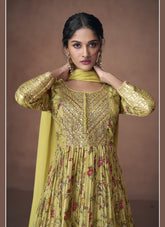 Pure Organza Silk Gown in Pista